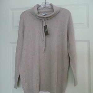 NWT J JILL PURE JILL DRAWSTRING NECKLINE SWEATER – POWDER PINK – MEDIUM PETITE